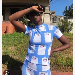 Mock Neck Tee Grumpy Cat